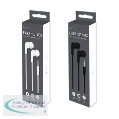 Earphones with Jack Port White/Black (Pack of 24) ELE12588