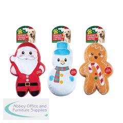 Christmas Plush Characters Squeaky Dog Toy (Pack of 12) XMA13428OB