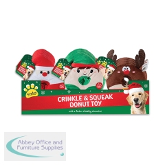 Christmas Crinkley and Squeaky Donut Characters Pet Toy (Pack of 12) XMA13448OB