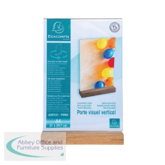 Exacompta Portrait Stand Up Sign Holder A4 with Wood Base 84258D