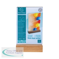 Exacompta Portrait Stand Up Sign Holder A6 with Wood Base 86258D