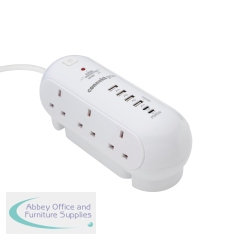 Connekt Gear 2m Desktop 6 Way Surge Protector With 4 USB-A and 2 USB-C 65W 27-6020S/USB