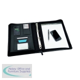 Monolith Leather Look Zipped Ring Binder with A4 Pad A4 Black 2827