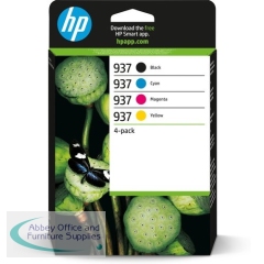 HP 937 Original Ink Cartridge CMYK 4-pack 6C400NE
