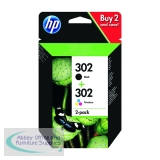 HP 302 Ink Cartridges Black and Tri-Colour CMY (2 Pack) X4D37AE
