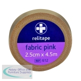 Reliance Medical Relitape Fabric Elastic Strapping Tape Pink 2.5cmx4.5m (Pack of 12) 612