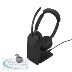 Jabra Evolve3 65 UC Link 390 USB-C Stereo with Charging stand