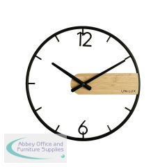 Unilux Circle Wall Clock Black/Bamboo 400189467