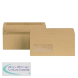 New Guardian DL Envelopes Window Wallet Self Seal 80gsm Manilla (1000 Pack) E22211