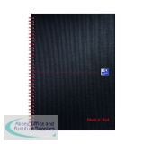 Black n\' Red Wirebound Ruled Hardback Notebook 140 Pages A4 (Pack of 5) 100080173