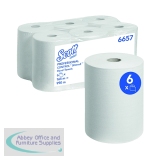 Scott 1-Ply Slimroll Hand Towel Roll White (6 Pack) 6657