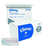 Kleenex Ultra Hand Towels V-Fold 3-Ply 96 Sheets White (Pack of 15) 6710