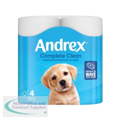 Andrex Complete Clean Toilet Tissue Standard 4x6 Rolls White (Pack of 24) 4480125