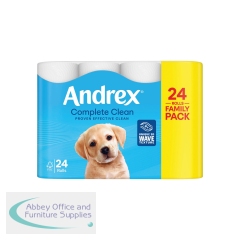 Andrex Complete Clean Toilet Roll 2-Ply 190 Sheets Per Roll (Pack of 24) 4970614