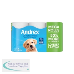 Andrex Complete Clean Mega Toilet Roll 2-Ply 290 Sheets Per Roll (Pack of 12) 4982014