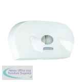 Aquarius Mini Twin Centrefeed Toilet Tissue Dispenser White 7186