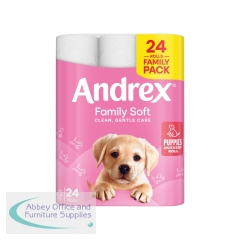 Andrex Family Toilet Roll 2-Ply 170 Sheets Per Roll (Pack of 24) 4978918