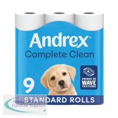 Andrex Complete Clean Toilet Roll 2-Ply 190 Sheets Per Roll (Pack of 9) 04970108