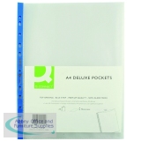 Q-Connect Delux Punched Pocket Top Opening Blue Strip A4 Clear (25 Pack) KF01122