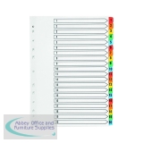 Q-Connect 1-20 Index Multi-punched Reinforced Board Multi-Colour Numbered Tabs A4 White KF01521