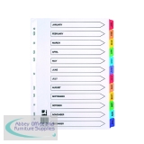 Q-Connect Multi-Punched January-December Reinforced Multi-Colour A4 Index Pre-Printed Tabs KF01524