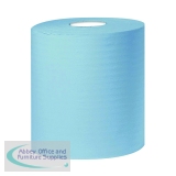 2Work 2-Ply Centrefeed Roll 150m Blue (6 Pack) KF03805