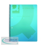 Q-Connect Spiral Bound Polypropylene Notebook 160 Pages A4 Blue (5 Pack) KF10037