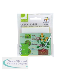 Q-Connect Clear Notes 76x76mm Semi-Transparent Assorted (Pack of 4)