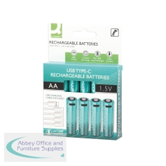 Q-Connect USB C Rechargeable Lithium Batteries Mignon AA (Pack of 4) KF14129