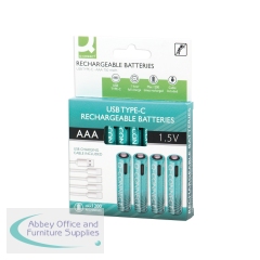 Q-Connect USB C Rechargeable Lithium Batteries Micro AAA (Pack of 4) KF14130