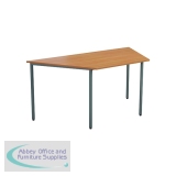 KF71526 - Jemini Trapezoidal Multipurpose Table 1600x800x730mm Nova Oak/Silver KF71526
