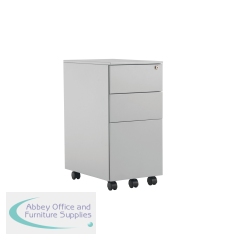 Jemini 3 Drawer Mobile Pedestal Slimline Steel 300x470x615mm Silver KF74157