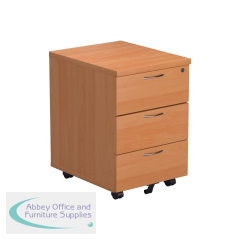 Jemini 3 Drawer Mobile Pedestal 400x500x595mm Beech KF74484