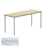 KF77895 - Polaris Rectangular Multipurpose Table 1600x600x730mm Canadian Oak/Silver KF77895