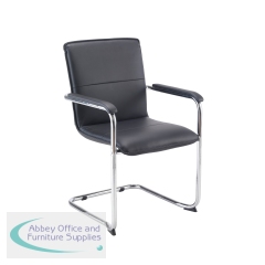 Titan Stratus Tuscany Medium Back Visitor Chair Leather Look Black/Chrome KF78702