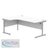 Astin Radial Left Hand Single Upright Desk 1800x1200x730mm White/Silver KF800029