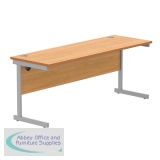 Astin Rectangular Single Upright Cantilever Desk 1800x600x730mm Beech/Silver KF800034
