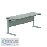 Astin Rectangular Single Upright Cantilever Desk 1800x600x730mm Grey Oak/Silver KF800035