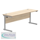 Astin Rectangular Single Upright Cantilever Desk 1800x600x730mm Oak/Silver KF800036