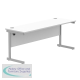 Astin Rectangular Single Upright Cantilever Desk 1800x600x730mm White/Silver KF800038