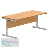 Astin Rectangular Single Upright Cantilever Desk 1800x800x730mm Beech/Silver KF800039