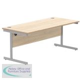 Astin Rectangular Single Upright Cantilever Desk 1800x800x730mm Oak/Silver KF800041