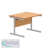 Astin Rectangular Single Upright Cantilever Desk 800x800x730mm Beech/Silver KF800048