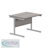 Astin Rectangular Single Upright Cantilever Desk 800x800x730mm Grey Oak/Silver KF800049