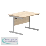 Astin Rectangular Single Upright Cantilever Desk 800x800x730mm Oak/Silver KF800050