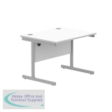 Astin Rectangular Single Upright Cantilever Desk 800x800x730mm White/Silver KF800051