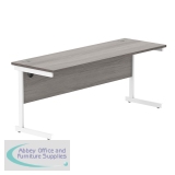 Astin Rectangular Single Upright Cantilever Desk 1800x600x730mm Grey Oak/White KF800062