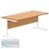 Astin Rectangular Single Upright Cantilever Desk 1800x800x730mm Beech/White KF800066