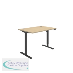 Polaris Single Motor Sit/Stand Desk 1200x800 Oak/Black KF800083