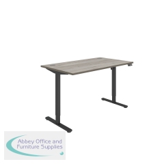 Polaris Single Motor Sit/Stand Desk 1400x800 Grey Oak/Black KF800090